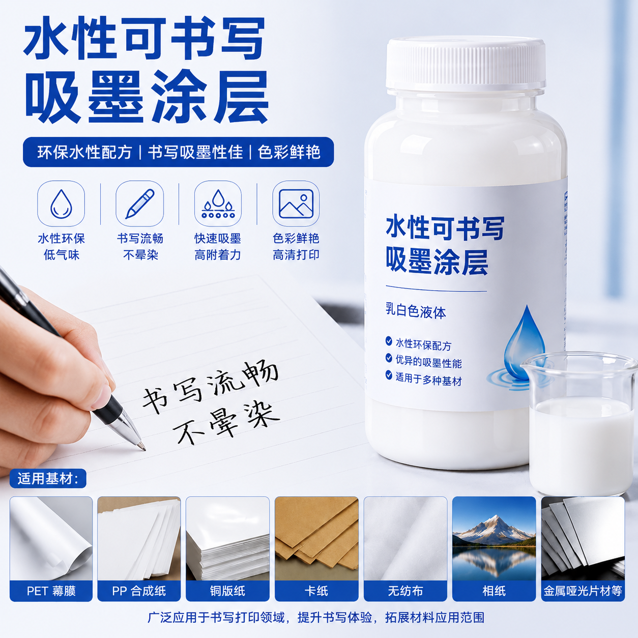 水性可书写吸墨涂层（底涂）（高光高透）